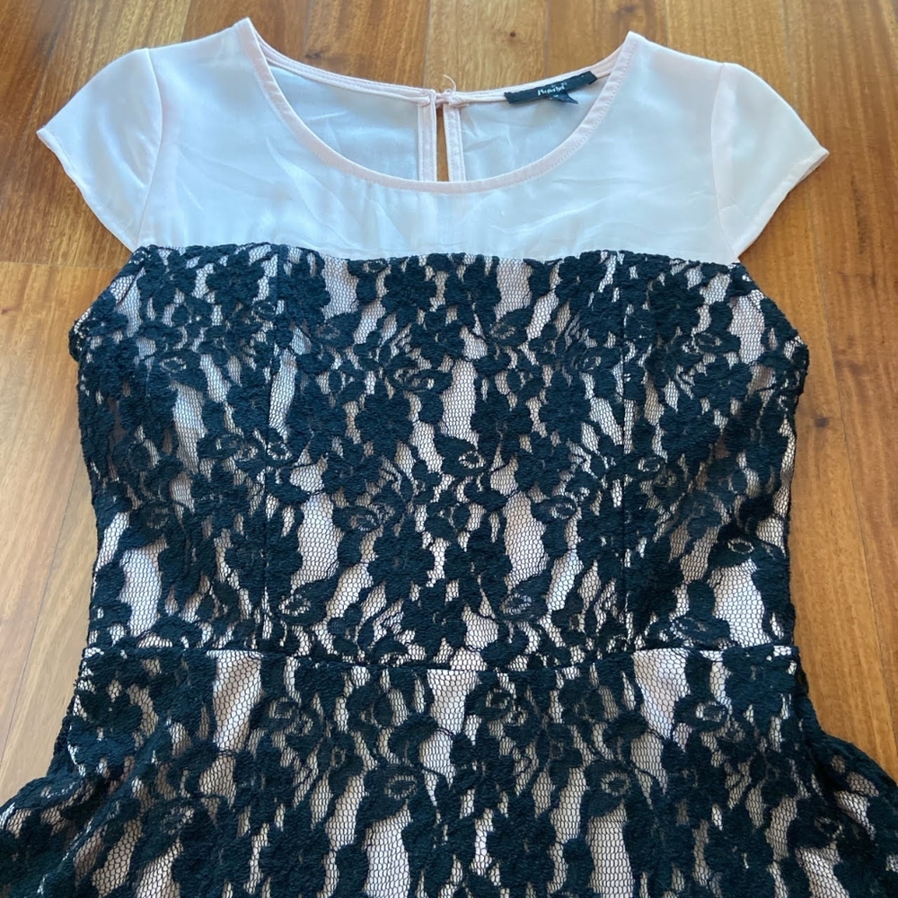 Pink dress with black lace